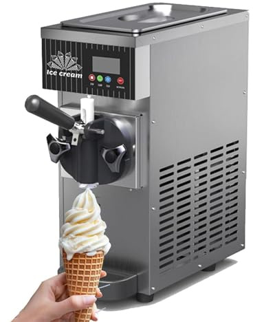 ZHIXUMM Ice Cream Maker &Dessert Maker,Soft Serve, Makes 4-5kg/H Of Ice Cream, Led Display & Auto Clean, For Restaurants, Dessert Shops Grey