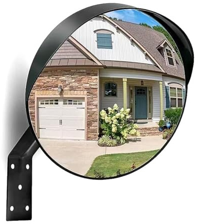 45cm Wide Angle Convex Mirror, 270° Wide Angle Road Blindspot Safety Mirror | Acrylic Unbreakable Traffic Road Mirror with Adjustable Bracket for Driveway, Garage, Warehouse, Hospital, Blind Spot Mirror