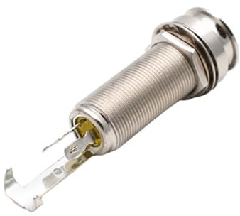 Stereo Gitarren Endpin Stecker Buchse 6,35mm aus Metall, Silber | Gewindekörper, Zylindrische Bauform, Montage für Instrumentenhardware, Störgeräusche bei Ausgangssignal