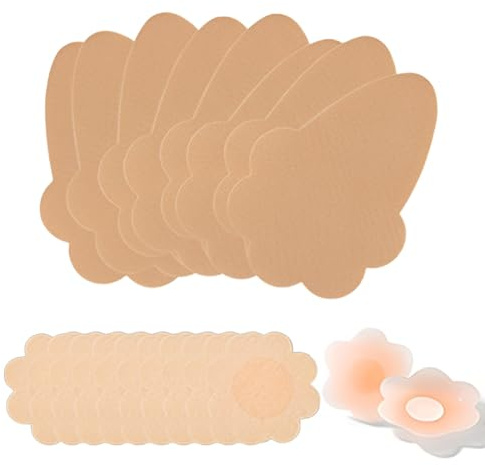PYEUIFT 4 Rollen Boob Tape Set für Bruststraffung – Body Tape & Klebe BH für Große Brüste – inkl. 10 Paar Einweg Nipple Cover + 2 Paar Silikon Nippel Pads – Unsichtbares Push Up Fashion Tape