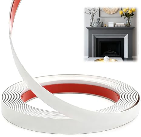 HENGBIRD Selbstklebende Pvc Stuckleisten Wand Weiß 7m x 10mm,Flexible Wandabschlussleiste & Stuckleisten Decke,Ungiftig Zierleisten Selbstklebend für Wand, Küche, Bad, Fliesen & Möbel Dekoration