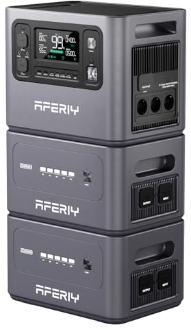 AFERIY 6144Wh Generatore Elettrico, 2800W con 2 Batterie Supplementari, Stazione Elettrica Portatile Capacità Espansibile, Generatore Solare per Uso Domestico/Campeggio/Errore di Corrente