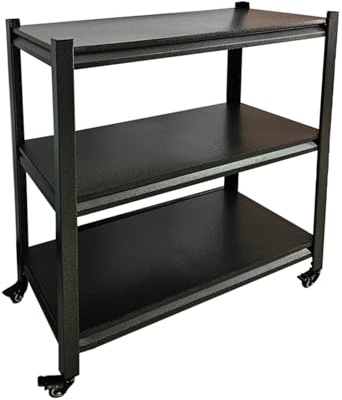 Generisch Garagenregale aus Metall, Lagerregal Industriedesign Schwarzes Regal, Höhenverstellbarer Regal-Organizer mit Rollen, Schwerlastregal für Speisekammer,Wäscherei,Küche (80x40x80cm)