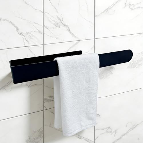Porta Asciugamani Bagno 35cm Portasciugamani Adesivo Portasciugamani da Parete Acciaio Inossidabile 304 Nessuna Perforazione Adesivo Forte 3M Nero Opaco