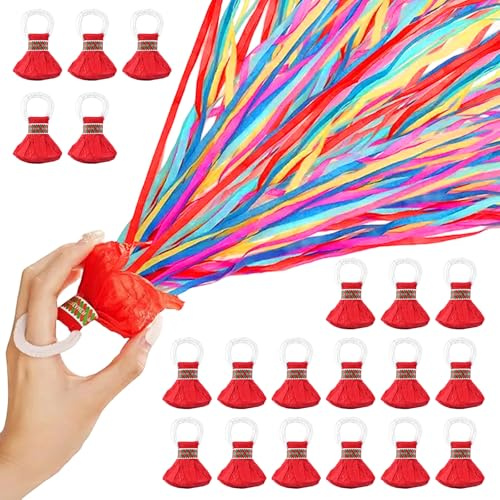 20 Stück Wurf Luftschlangen Bombe, Konfetti Luftschlangens Hand Werfens, Luftschlangen Bombe Luftschlange Hand, Werfen Luftschlangens Kanone für Partys, Geburtstage, Hochzeiten, Abschlussfeiern