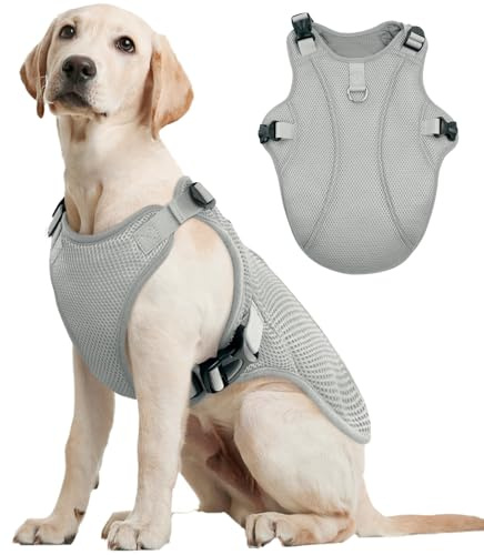 Kuoser Kühlweste Hund, Kühlweste für Hunde zur Abkühlung im Sommer, Grau L | Hunde Kühlweste atmungsaktive, Hundekühlwesten mit Hitzeschutz & Sonnenschutz, Kühlmantel Hund, Outdoor Cooling Vest Dog