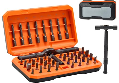 42 in 1 Magnetic Precision Screwdriver Set, Multi Bit Ratcheting Screwdriver Kit with Storage Case for Electronics, Computer, Eyeglasses, Watch, Bicycles, Furniture DIY Repair Tools (Orange)