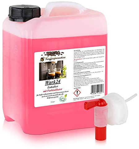 Wark24 Flüssig Entkalker 5 Liter & Dosierhahn 51mm für Kaffeevollautomaten, Kaffeemaschinen, Wasserkocher - Kalklöser geeignet für Bosch, Siemens, Jura, Krups, Philips, Saeco, WMF, Delonghi