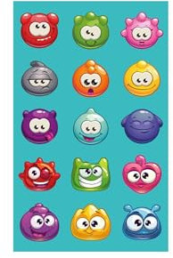 TANEX Kids TSTC-110 Monster Smileys Aufkleber, 45 Stück