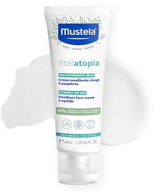 Mustela Stelatopia Eczema-Prone Skin Emollient Baby Face Cream - Face Moisturizer with Natural Avocado & Sunflower Oil - Fragrance-Free - 1.35 fl. oz.