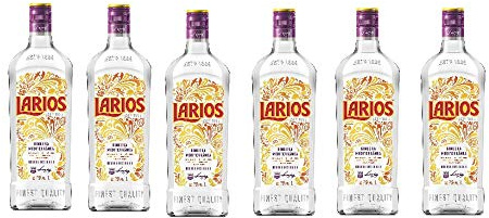 6 Flaschen Larios London Dry Gin a 1000ml ginebra mediterranea 37,5% Vol.