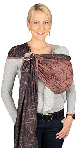 Hoppediz Ring-Sling, Baby-Tragetuch ab Geburt, 100 % kbA-Baumwolle, Design Malmö rose