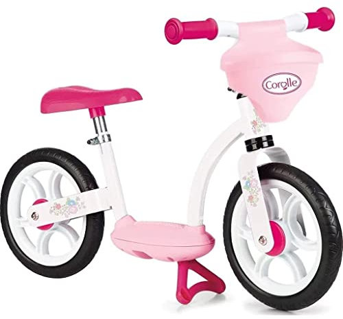 Smoby - Corolle - Draisienne Confort - Vélo Enfant Léger avec Béquille - Selle Réglable - Roues Adhérentes et Silencieuses - Porte Poupon Intégré - Légère - A Partir de 2 Ans