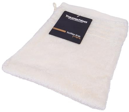 Traumschloss Frottier-Line Premium hautsympathischer Waschhandschuh aus 100% amerikanischer Supima Baumwolle 600g/m², Farbe:Creme, Größe:16x21