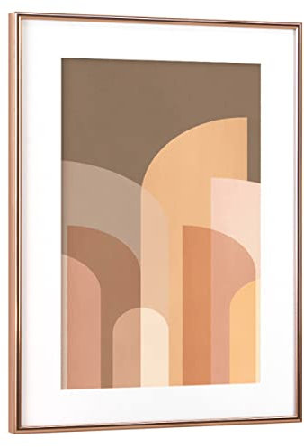 artboxONE Poster mit Rahmen Kupfer 60x40 cm Retro Geometric Brown von Sisi and SEB - gerahmtes Poster