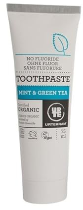 Urtekram Minze und Grüner Tee Zahnpasta Bio, ohne Flour (1 x 75 ml)