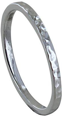 LES POULETTES BIJOUX - Rhodium 925 Silber Ring Gehämmerte Feine Allianz - Taille 58 (18.5)