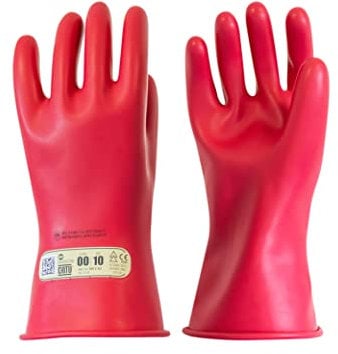 CATU CG-00-10-R-28 Isolierende Gummihandschuhe, Größe 10, 28 cm Länge, Klasse 00, Betriebsspannung (AC 500 V/750 V DC), AZC