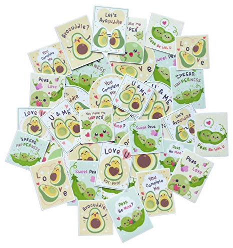 Navy Peony Lustige Zuckererbse und Avocado Grünes Sticker-Paket (36er-Pack) – wasserfest, langlebig, passgenau | Quadratische, vertikale Sticker für Planer | große, runde Aufkleber für Laptops