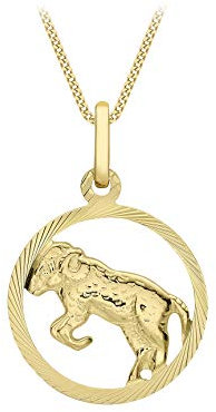 CARISSIMA Damen-Anhänger Sternzeichen Widder rund Gelbgold diamantiert 9kt an Flachpanzerkette Gelbgold diamantiert 9kt 20 46cm
