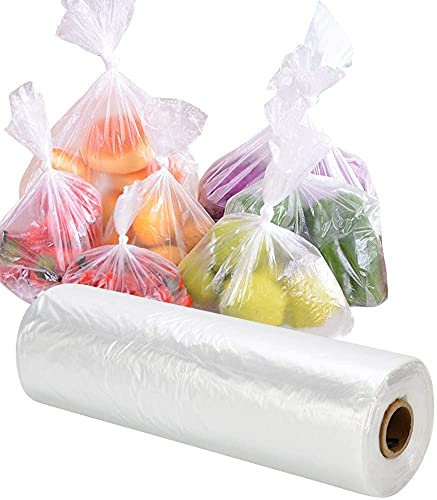 RyhamPaper Frischhaltebeutel, 4 Rollen 12 x 16 Kunststoffbeutel auf einer Rolle Obst, Gemüse, Brot, Lebensmittelaufbewahrung, transparente Beutel, 350 Beutel/Rolle