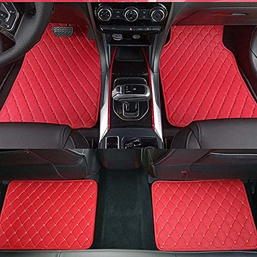 Fußmatten passend für Toyota Aygo Yaris Auris Verso Avensis 86 Auto Fussmatten PU Leder Bodenmatten Wasserdicht Anti Rutsch Teppich Matten 4 Stück Rot