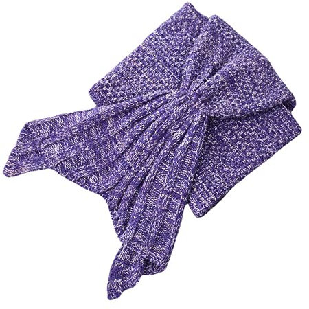 Linghe Nordic Decke Meerjungfrau Schwanz Decke Strickdecke Osmanthus Nadel Nachahmung Kaschmir Linie Decke Warme Decke (Lila,140 x 70 cm)