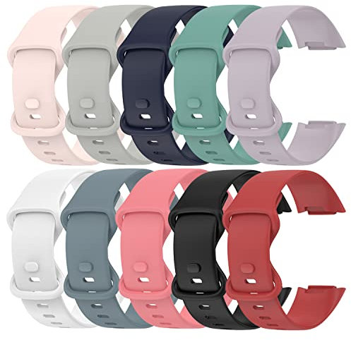 Chofit Lot de 10 Bracelets Compatibles Avec Fitbit Charge 6/5 - Bracelet de Rechange en Silicone Souple Coloré pour Traqueur d'Activité, Small