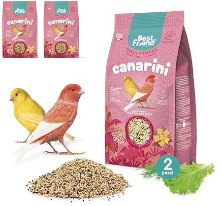 Best Friend Alleinfuttermittel für Kanarienvögel mit Ravizzone, Fenchelsamen und Salat, 2 Packungen, Vogelfutter mit natürlichen Inhaltsstoffen, 100% Made in Italy