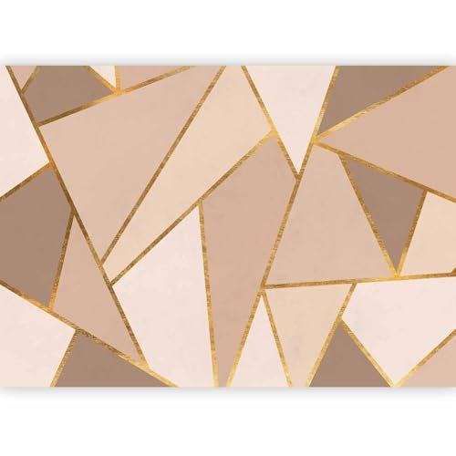 murando - Papier Peint Panoramique Adhésif Abstrait 392x280 cm - Tapisserie Murale Autocollante Décoration Chambre Salon - Beige vert jaune marron - Motif géométrique Triangles a-A-10034-a-a