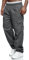 VANVENE Mens Cargo Work Trousers Lightweight Cotton Casual Jogger Elastic Waist Drawstring Outdoor Pants with Pockets Grey