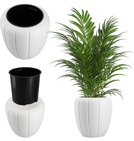 KADAX Maceta de plástico, diámetro de 39 cm, 5 colores, moderno florero, macetero para plantas, macetas, macetas de plástico, macetas redondas (altura: 40 cm, blanco)