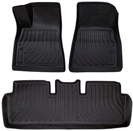 Tesvolution® Fußmatten Set Gummimatten für Tesla Model 3 vorne und hinten- 2021 + 2022 + 2023 + 2024 + 2025- Automatte Set wasserdichtes Zubehör