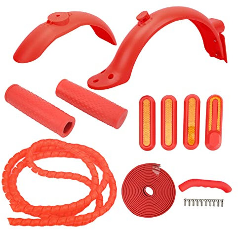 Elektroroller-Ersatzzubehör, Elektroroller Vorne Hinten Kotflügel Seitenabdeckung Handbremse Silikonabdeckung Silikongriff(Rot) Elektro Roller