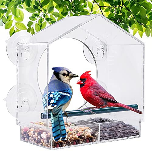 ECHEN Vogelfutterstation mit transparentem Fenster, großes Vogelhaus für draußen, tolles Vogelbeobachtungsgeschenk für Senioren, Wildvogelfutterspender