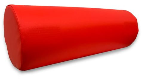 QUIRUMED Cuscino a Rullo, 55 x 20 cm, Rosso, Similpelle, Ergonomico, Imbottito in Schiuma, per Yoga, Fitness, Massaggio