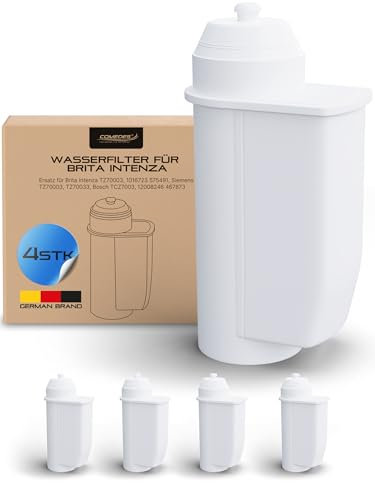 Comedes Wasser-Filter für BRITA Intenza, Ersetzt Bosch Siemens TZ70003, TZ70033, TCZ7003 & Brita Intenza 575491, kompatibel mit Siemens EQ Reihe und Bosch Vero-Series (4 Stück)
