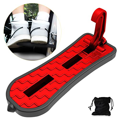 NATGIC Car Door Step, Extended Two Legged Car Door Pedal U Shaped Foot Pedal on the Roof Easy Access to Rooftop Antiskid Multifunction Automobile Pedal with Safety Hammer Doorstep (21.5cm, Red)