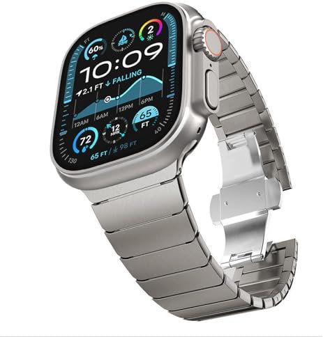 CHANCHY 49mm 46mm 45mm 44mm 42mm(Serie 3) für Apple Watch Armband,Edelstahl Gliederarmband Metall Ersatzarmbänder Geeignet für Apple watch Ultra 2/Ultra,Series 10/9/8/7/6/5/4/3/2/1/SE,Titan