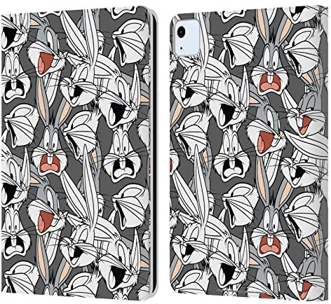 Head Case Designs Licenciado Oficialmente Looney Tunes Bugs Bunny Patrones Carcasa de Cuero Tipo Libro Compatible con Apple iPad Air 2020/2022