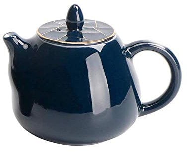Moka Pot,Vintage Style Ji Blue Glaze Gold Line Teapot Ceramic Kung Fu Tea Set Porcelain Tea Strainer Pot Coffee Pot Kettle Present