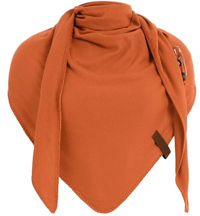 KNIT FACTORY - Lola Dreieckstuch - Fein Gestrickter Damen Schal - Tuch Schal - Für Frühling und Sommer - Baumwollmix - Baked Orange - 190x85 cm