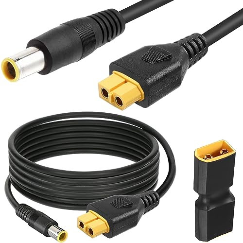 Xiatiaosann XT60 to DC 8mm Connector Adapter Solar Panel Cable, DC7909 Male to XT60 Female Power Cable for RC Lipo Battery Portable Power Station, DC 7.9mm x 0.9mm to XT60 14AWG Conversion Cable