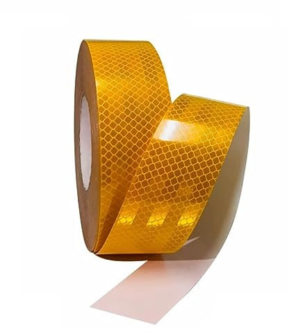 Generico Adesivo Retro Riflettente Nastro Catarifrangente Giallo Oro Dorato Retroriflettente Rotolo 45,7 m x 5,5 cm Per Auto Moto Bicicletta Attività Notturna