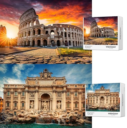 2 Pack Italien Puzzles für Erwachsene 1000 Teile, Trevi-Brunnen & Kolosseum in Rom Italien Puzzles 1000 Teile für Erwachsene, Puzzles für Frauen & Mama, Puzzles Geschenke