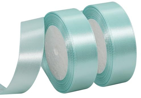 MARTCATO Satinband Türkis 2 Rollen, 25 mm Breit Schleifenband Türkis Dekoband, 46 Meters Geschenkband Breit Schleifenband Hochzeit Taufe Geschenkverpackung Bastelarbeiten Deko Party Geburtstag Band