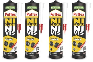 Pattex Ni Clou Ni Vis | Extra Fort & Rapide (cartouche de 380 g) – Colle de fixation à maintien immédiat – Colle rapide pour usage intérieur – Colle blanche surpuissante (Lot de 4)