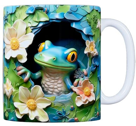 Sublime Corp. Taza animales adorables con efecto 3D | Tazas de diseño para colección o regalo | Tazas de café efecto 3D (Gecko)
