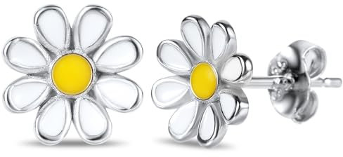 Mikovivi Gänseblümchen Ohrringe, 925er Sterlingsilber, Bolzenohrringe, für Frauen und Mädchen, Schmuckgeschenke