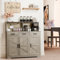 yacchi home Buffet Schrank mit Lagerung, 120cm große Double-Layer Sideboard Schrank, Küchenschrank mit 3 Schubladen und beweglichen Laminat, langlebige Holz Kaffee Bar Schrank (Grey)